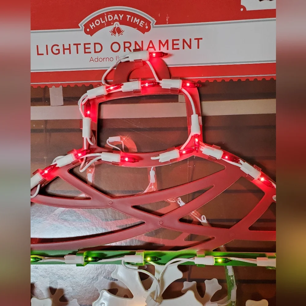 Holiday Time Lighted Ornament Hanging Decoration 43 Mini Light Bulbs